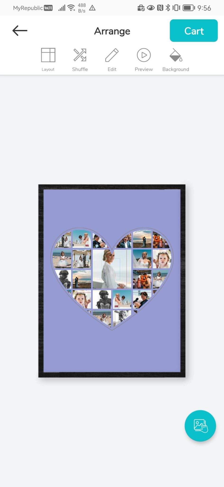 Heart shaped collage made of photos