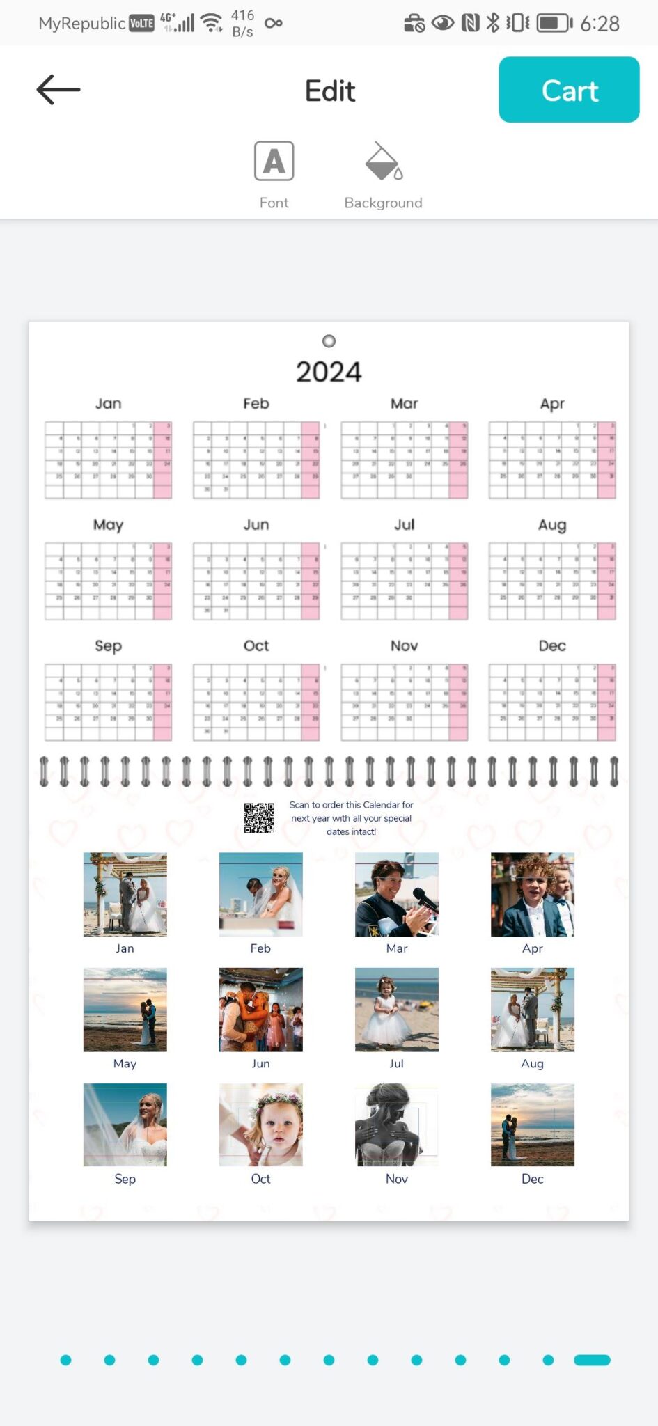 Personalized calendar printed with mobile app