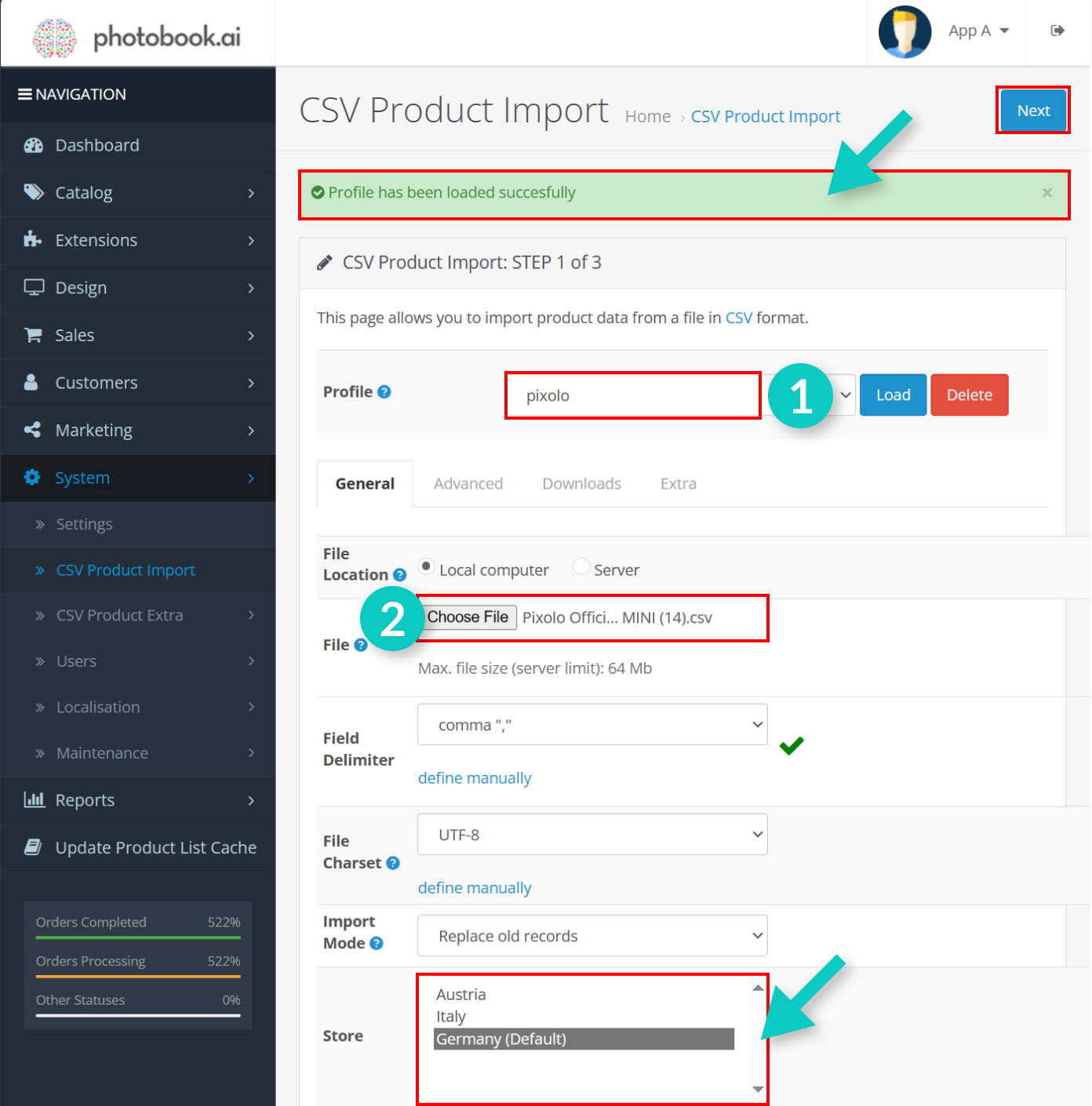 Import profile