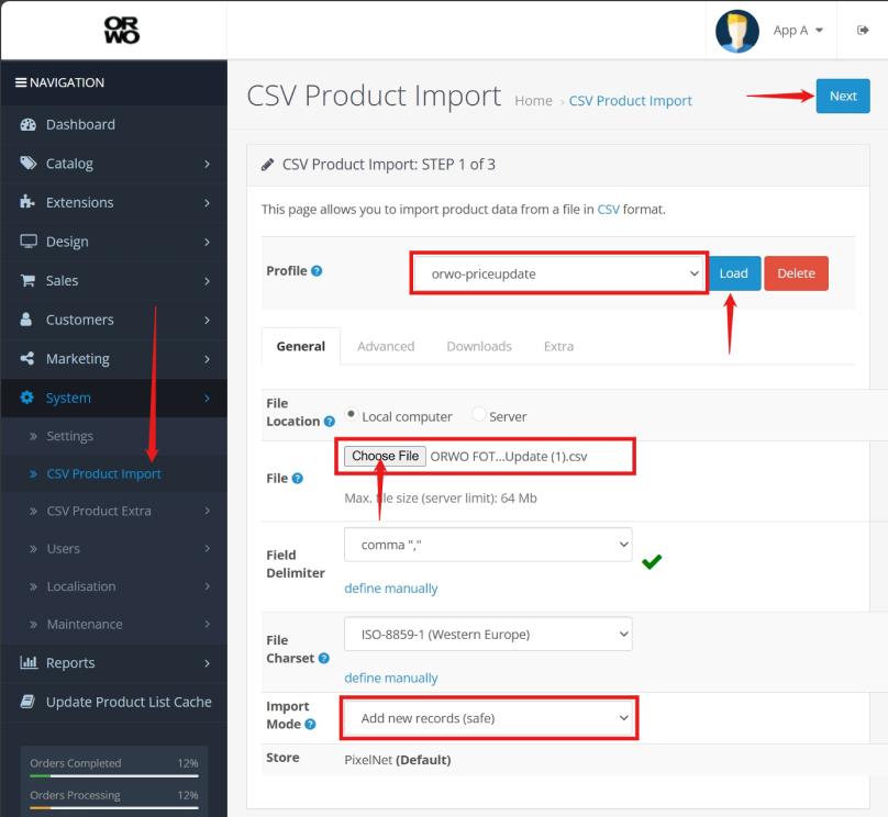 setting up for batch price import